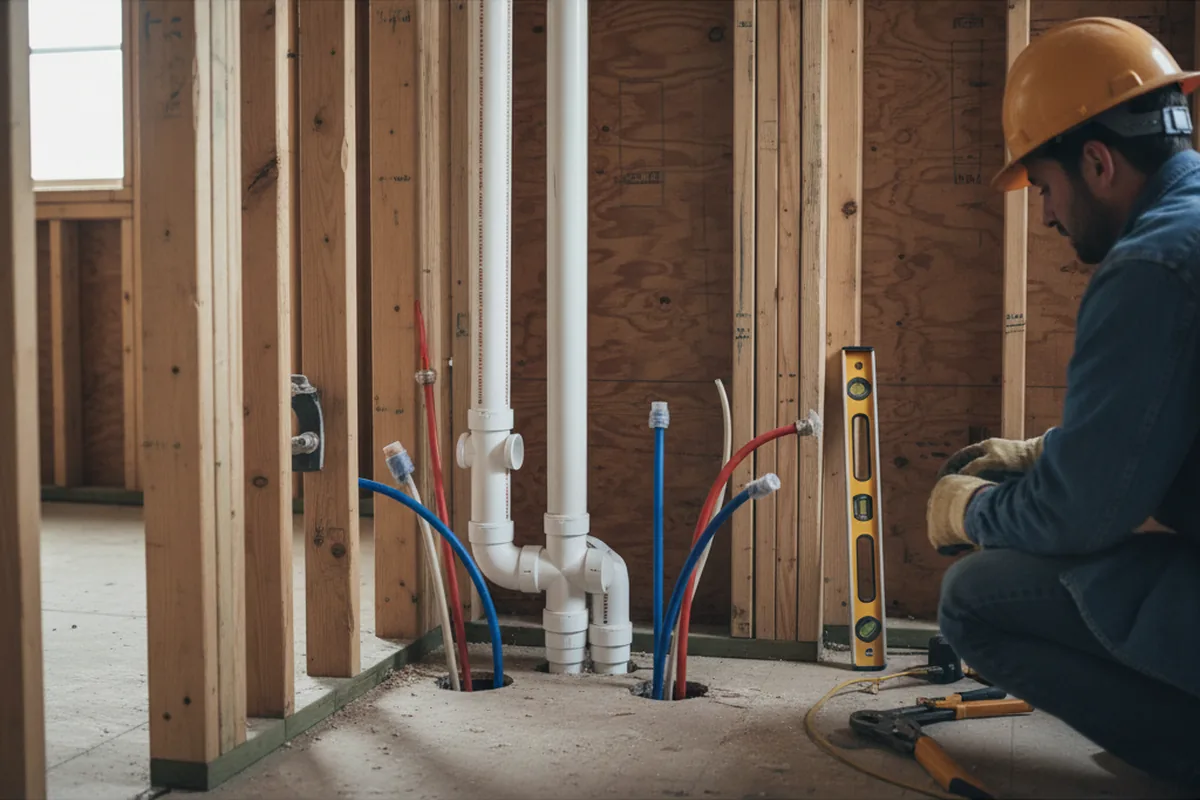 Drain and supply rough-in during Leak Detection in Bristol